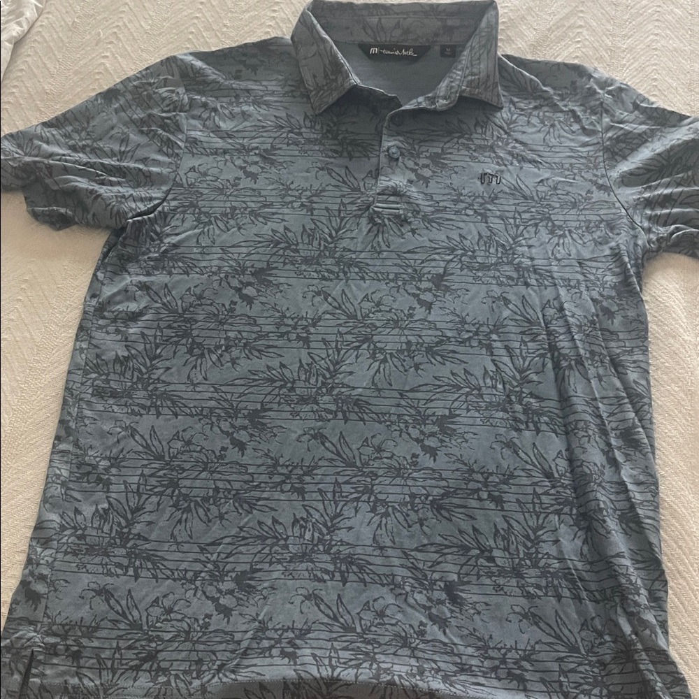Travis Mathew Blue Floral Polo Shirt